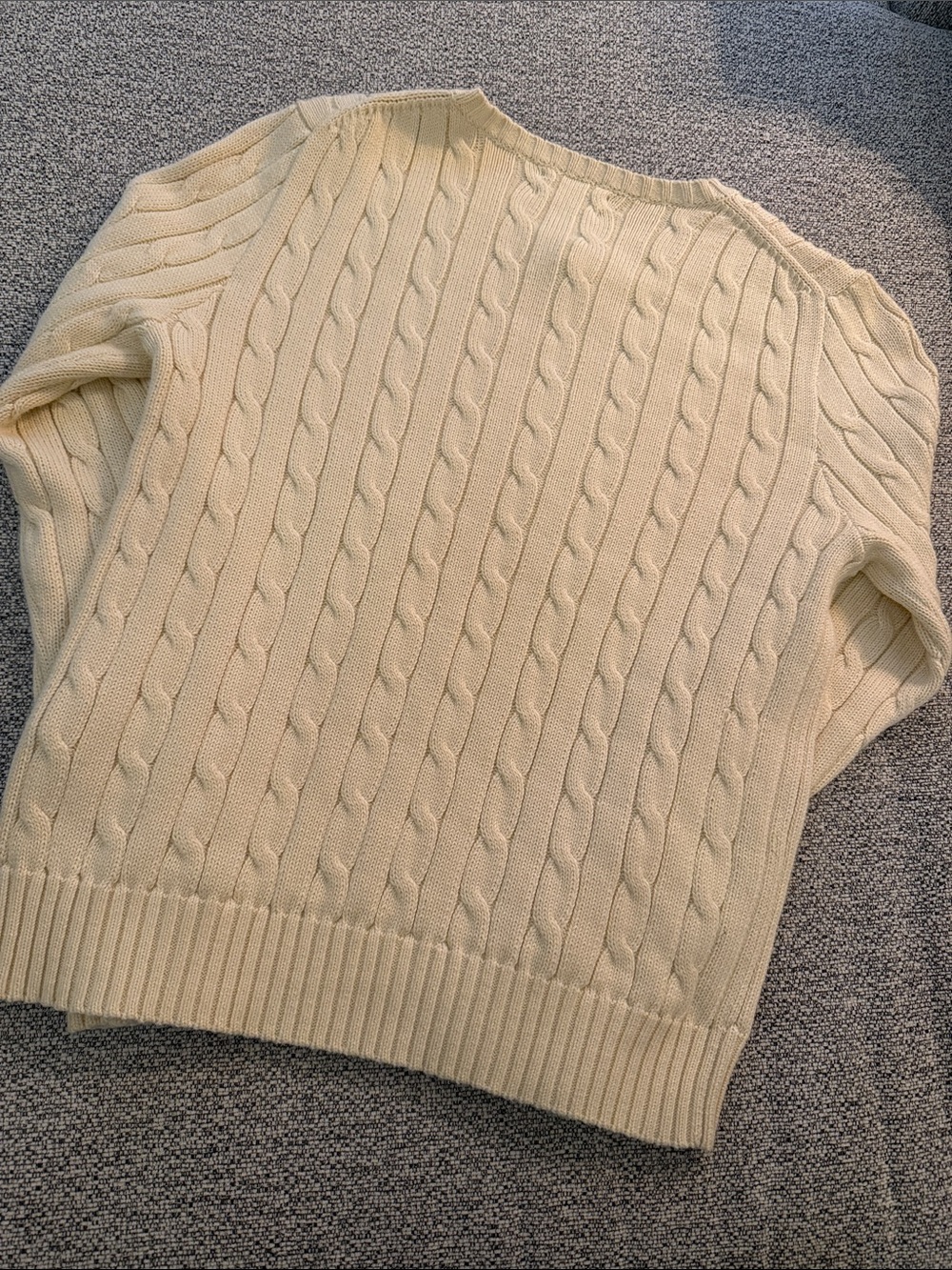 Polo by Ralph Lauren Cream Cable Knit Crewneck Sweater with Navy Pony - Picture 4 of 4